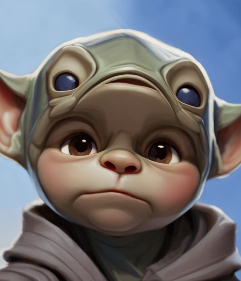 01368-1364635314-(close up of baby yoda from star wars), CharHelper,  ((close-up)) portrait, digital painting, artwork by leonardo davinci and al.png