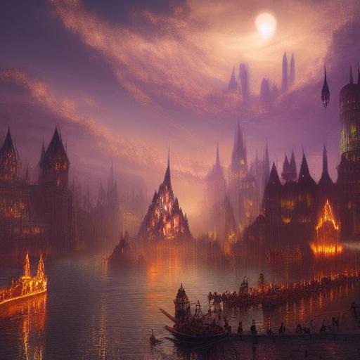 Sprawling Fantasy City at Dusk