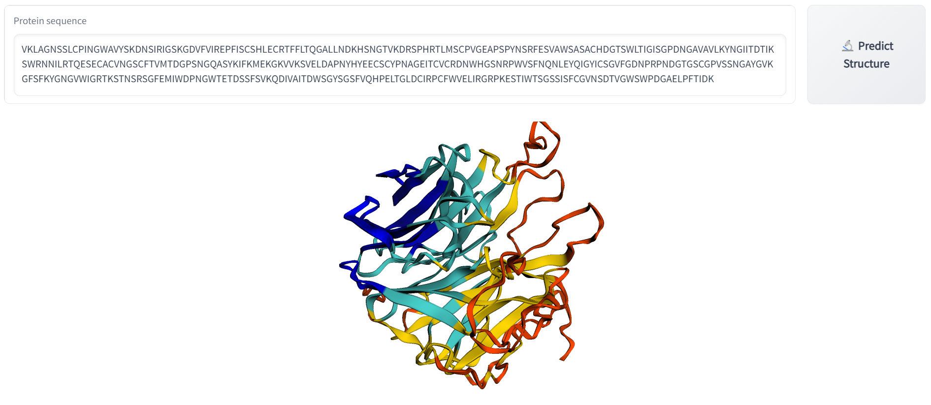 An interactive demo of a protein structure model, available on Hugging Face Spaces